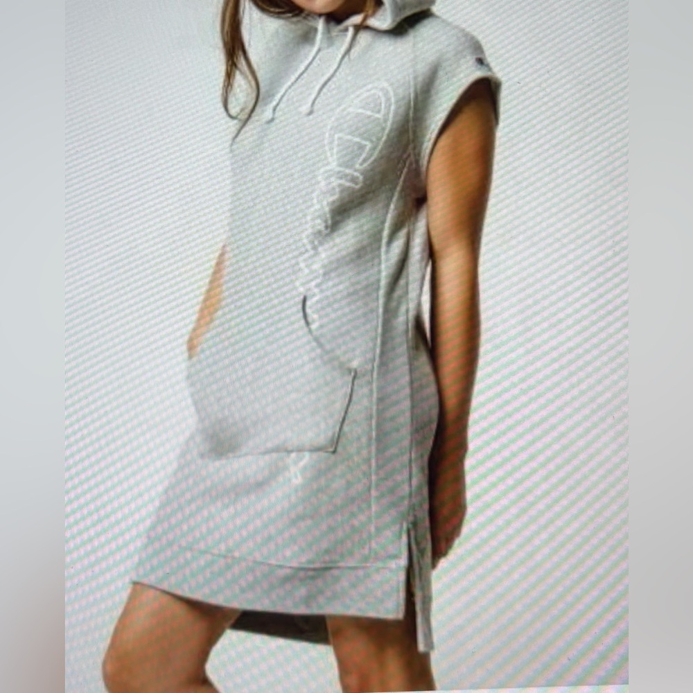 Champion Reverse Weave:XS Woman Gray Sleeveless Hoodie Dress Logo